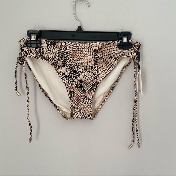 Calvin Klein Women's Standard Side Shirred SnakeSkin Bikini Swimsuit Bottom L - Picture 4 of 7